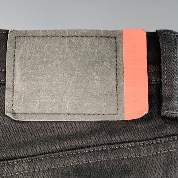 34 River Stay Black Twill Cotton Blend Tapered Slim Five Pockets Jeans - Picture 3 of 6